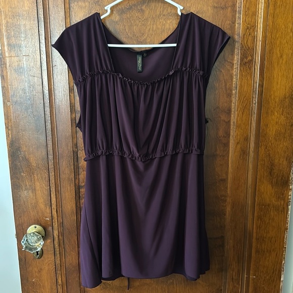 Olivia Paige Purple Sleeveless Ruched Top Blouse Size 1X - Picture 1 of 6